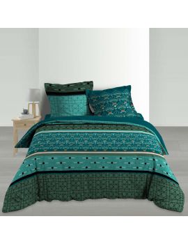 Housse de couette - 260x240 cm + taies - Percale 78 fils - Graphique