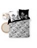 Housse de couette 240x260 cm + taies - Percale - Feuillage tropical noir et blanc
