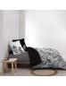 Housse de couette 240x260 cm + taies - Percale - Feuillage tropical noir et blanc