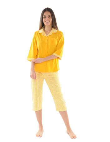 PYJAMA COURT JAUNE VIANELLE 