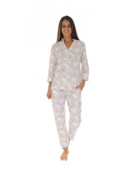 PYJAMA BOUTONNE MARRON ELLORIE 