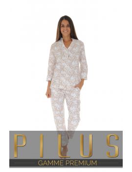 PYJAMA BOUTONNE MARRON ELLORIE 