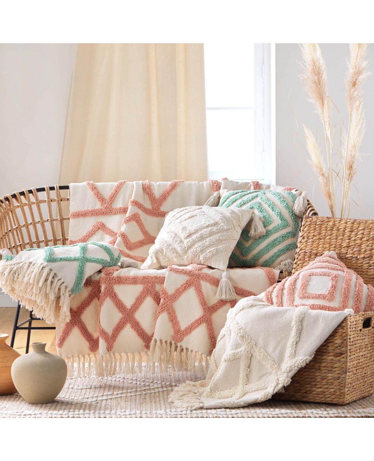 Plaid Tufté Ethnique Paris Prix - 130x150cm Couleur Terracotta