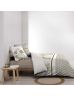 Housse de couette 220x240 cm + taies - Percale - Feuillage blanc, bronze et gris 