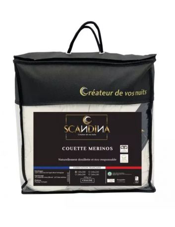 Couette hiver laine Merinos - 140 x 200 cm - 400g/m² - Made in France