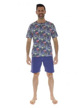 PYJAMA COURT BLEU MATT