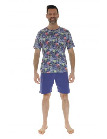 PYJAMA COURT BLEU MATT