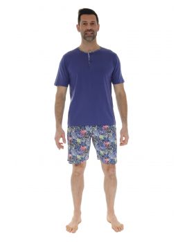 PYJAMA COURT BLEU MATT