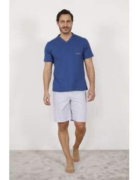 PYJAMA COL V BLEU YOUNG