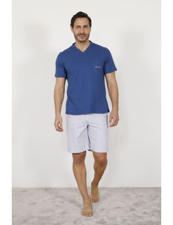 PYJAMA COL V BLEU YOUNG