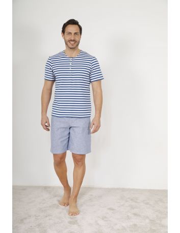 PYJAMA COL V BLEU YANNICK