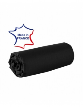 Drap housse - Noir - 80 x 200 cm - 100% coton - 57 fils - Made in France