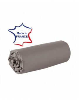 Drap housse - Taupe - 80 x 200 cm - 100% coton - 57 fils - Made in France