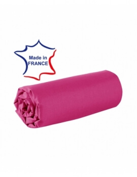 Drap housse - Fuchsia - 80 x 200 cm - 100% coton - 57 fils - Made in France