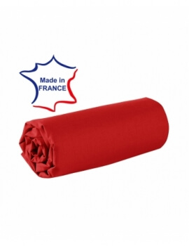Drap housse - Rouge - 80 x 200 cm - 100% coton - 57 fils - Made in France
