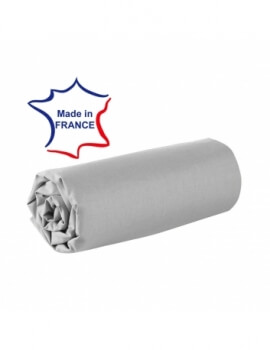 Drap housse - Gris - 140 x 190 cm - 100% coton - 57 fils - Made in France