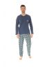 PYJAMA LONG COL V BLEU SEYLAN