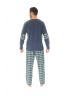 PYJAMA LONG COL V BLEU SEYLAN